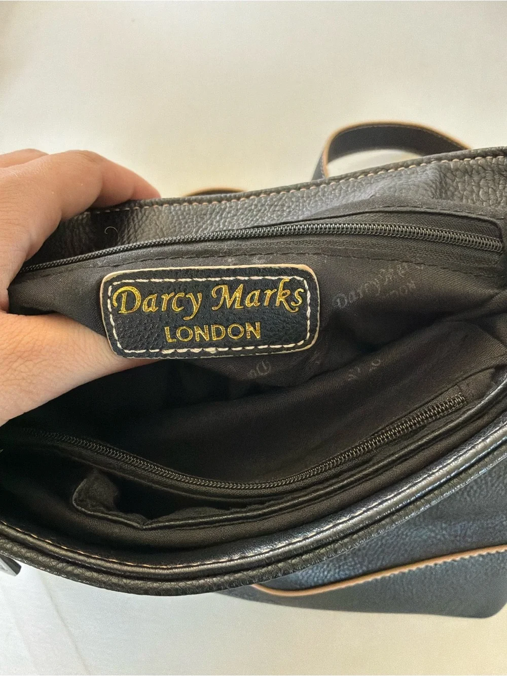 Darcy Marks London Black Faux Leather Satchel Shoulder Bag